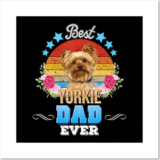 Best Dog Dad Ever Yorkie Floral Retro Father Day Love Mother Posters and Art